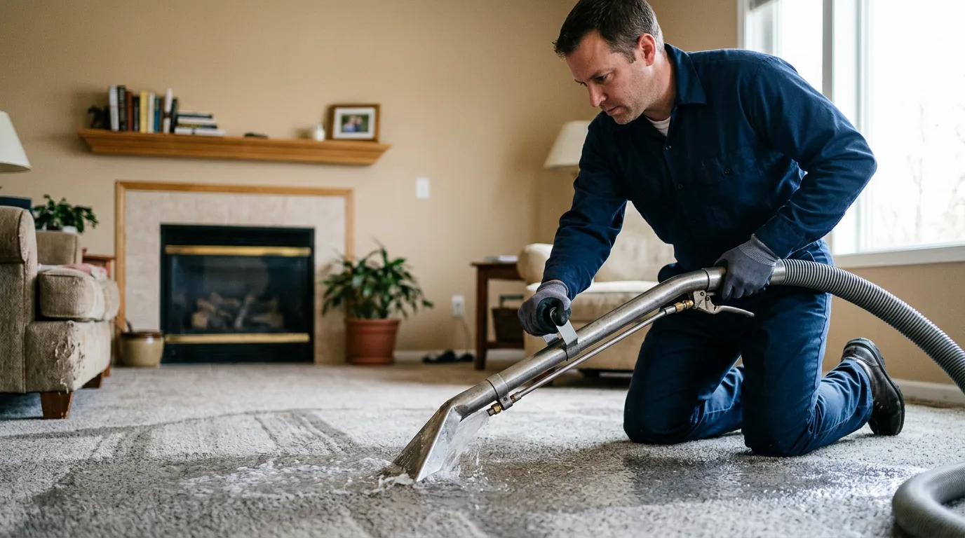 Water damage restoration technician working near Hope, AR